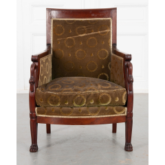 French 19th Century Mahogany Col De Cygne Bergere - 2707090