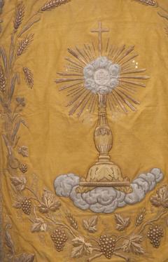 French 19th Century Metallic Embroidered Religious Banner - 530166