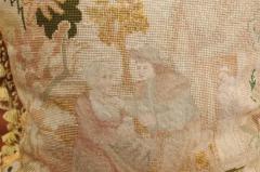 French 19th Century Needlepoint Tapestry Pillow Depicting a Man Courting a Woman - 3451223