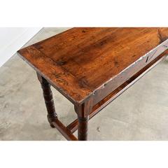 French 19th Century Oak Server with Turned Legs - 4632849