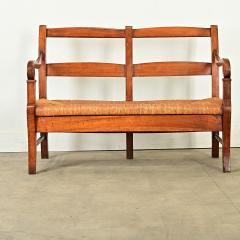 French 19th Century Oak and Rush Seat Bench - 4117498