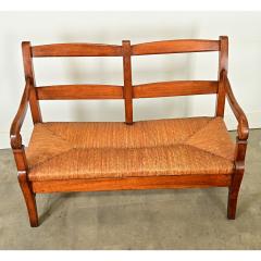 French 19th Century Oak and Rush Seat Bench - 4117499
