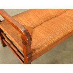 French 19th Century Oak and Rush Seat Bench - 4117509