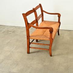 French 19th Century Oak and Rush Seat Bench - 4117510
