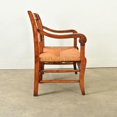 French 19th Century Oak and Rush Seat Bench - 4117511