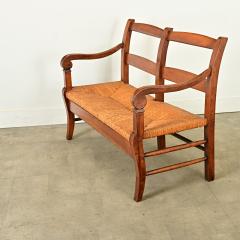 French 19th Century Oak and Rush Seat Bench - 4117513