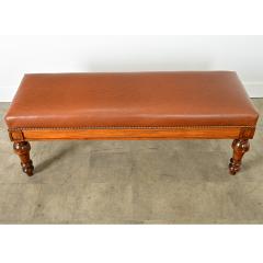 French 19th Century Oak and Upholstered Bench - 4337044