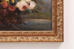 French 19th Century Oil on Canvas Floral Painting circa 1830 in Gilt Frame - 3461678