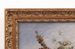 French 19th Century Oil on Canvas Floral Painting circa 1830 in Gilt Frame - 3461706
