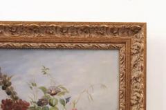 French 19th Century Oil on Canvas Floral Painting circa 1830 in Gilt Frame - 3461714