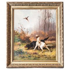 French 19th Century Oil on Canvas Hunting Scene Painting by B Lanoux in Frame - 3605882