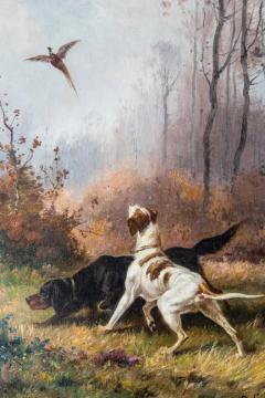 French 19th Century Oil on Canvas Hunting Scene Painting by B Lanoux in Frame - 3606117