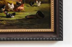 French 19th Century Oil on Canvas Painting Depicting Roosters in a Barnyard - 3461645