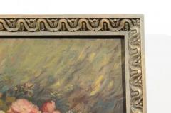 French 19th Century Oil on Canvas Still Life Painting Depicting Roses in Basket - 3426901