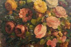 French 19th Century Oil on Canvas Still Life Painting Depicting Roses in Basket - 3426909