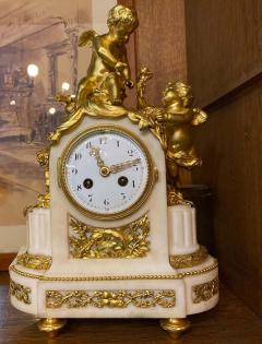 French 19th Century Ormolu White Marble Mantel Clock - 1898811