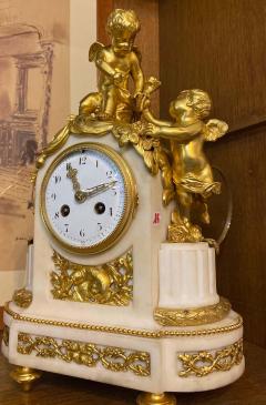French 19th Century Ormolu White Marble Mantel Clock - 1898813