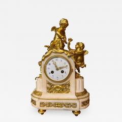 French 19th Century Ormolu White Marble Mantel Clock - 1899962