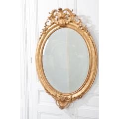 French 19th Century Oval Gold Gilt Mirror - 1936134