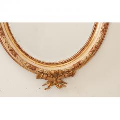 French 19th Century Painted Gilt Oval Mirror - 3163982
