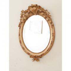 French 19th Century Painted Gilt Oval Mirror - 3164220