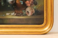 French 19th Century Paste Painting with Bouquet of Flowers in Giltwood Frame - 3472658