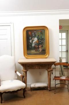 French 19th Century Paste Painting with Bouquet of Flowers in Giltwood Frame - 3472669