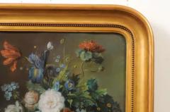 French 19th Century Paste Painting with Bouquet of Flowers in Giltwood Frame - 3472754