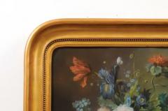 French 19th Century Paste Painting with Bouquet of Flowers in Giltwood Frame - 3472767