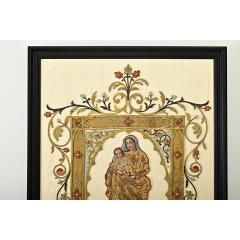 French 19th Century Raised Embroidery of Madonna Child - 4292856