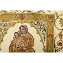 French 19th Century Raised Embroidery of Madonna Child - 4292857