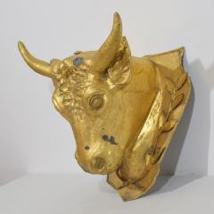 French 19th Century Rare Gilded Zinc Bulls Head Butchers Sign - 4109020