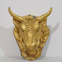 French 19th Century Rare Gilded Zinc Bulls Head Butchers Sign - 4109024