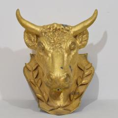 French 19th Century Rare Gilded Zinc Bulls Head Butchers Sign - 4109025