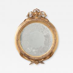 French 19th Century Round Gold Gilt Mirror - 1937422