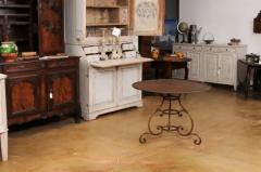 French 19th Century Round Iron Garden Table with Scrolling Base and Rusty Finish - 3555977