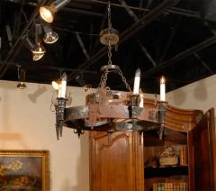 French 19th Century Rusted Iron Six Light Chandelier with Fleur De Lys Motifs - 3414965