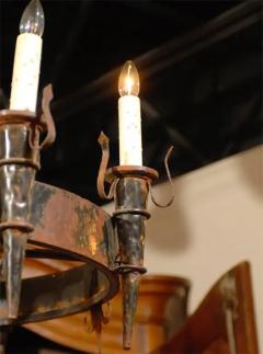 French 19th Century Rusted Iron Six Light Chandelier with Fleur De Lys Motifs - 3414968