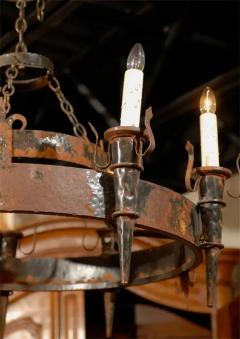 French 19th Century Rusted Iron Six Light Chandelier with Fleur De Lys Motifs - 3414970