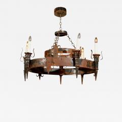 French 19th Century Rusted Iron Six Light Chandelier with Fleur De Lys Motifs - 3423635