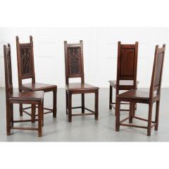 French 19th Century Set of 5 Gothic Style Chairs - 2469178