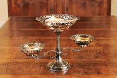 French 19th Century Silver Epergne with Pierced Foliage and Scrolling Motifs - 3485513