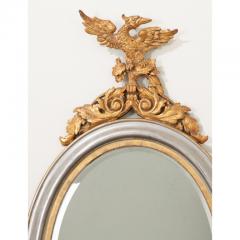 French 19th Century Silver Gold Gilt Oval Mirror - 3145426