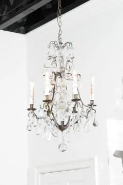 French 19th Century Six Light Brass Chandelier with Pendeloques and Teardrops - 3461521