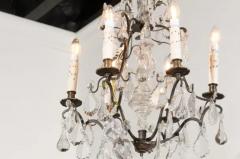 French 19th Century Six Light Brass Chandelier with Pendeloques and Teardrops - 3461533
