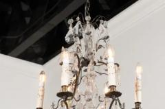 French 19th Century Six Light Brass Chandelier with Pendeloques and Teardrops - 3461535