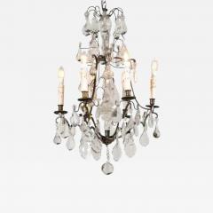 French 19th Century Six Light Brass Chandelier with Pendeloques and Teardrops - 3467384