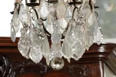 French 19th Century Six Light Crystal Chandelier with Pendeloques and Rosettes - 3472649