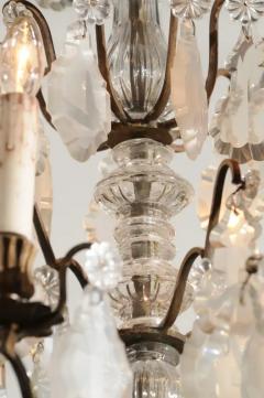 French 19th Century Six Light Crystal Chandelier with Pendeloques and Rosettes - 3472661