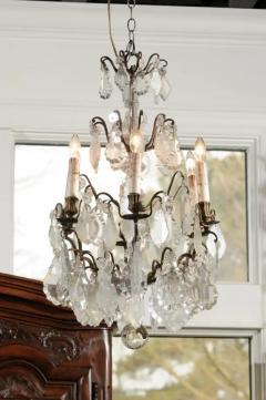 French 19th Century Six Light Crystal Chandelier with Pendeloques and Rosettes - 3472763